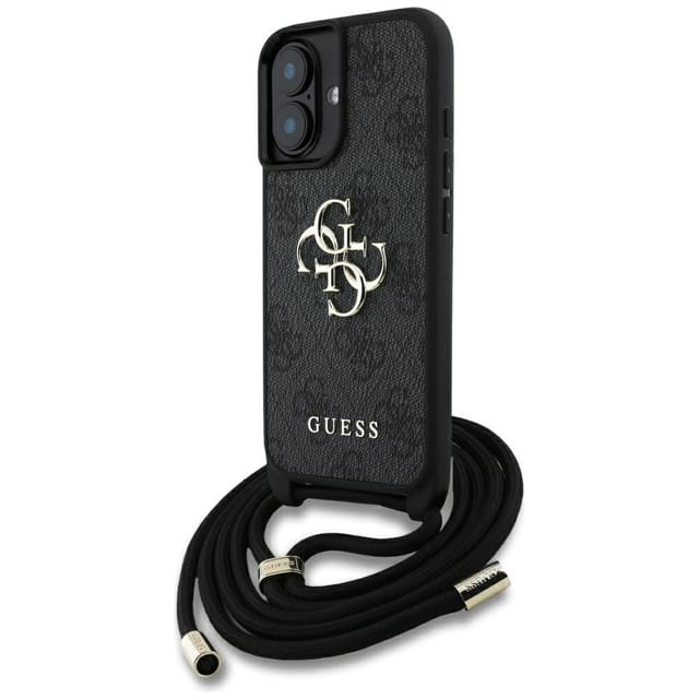 Guess 4g Big Logo Cord Strap Crossbody Hülle Für Iphone 16 Schwarz