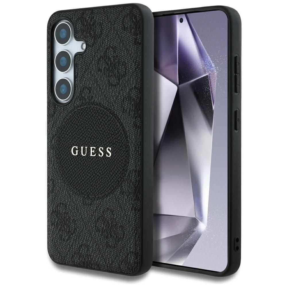 Guess 4g Round Patch Classic Logo Magsafe Hülle Für Samsung Galaxy S25+ Schwarz