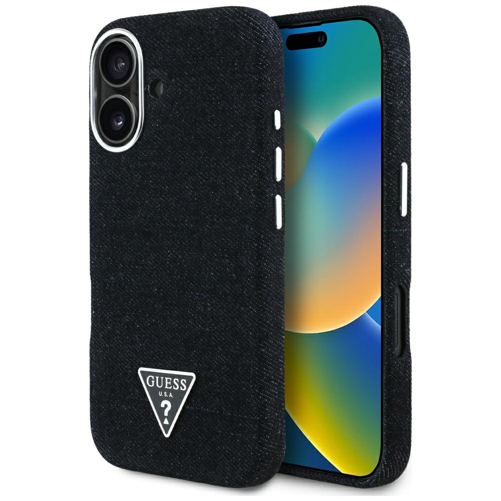Guess Denim Triangle Logo Magsafe Hülle Für Iphone 16 Schwarz