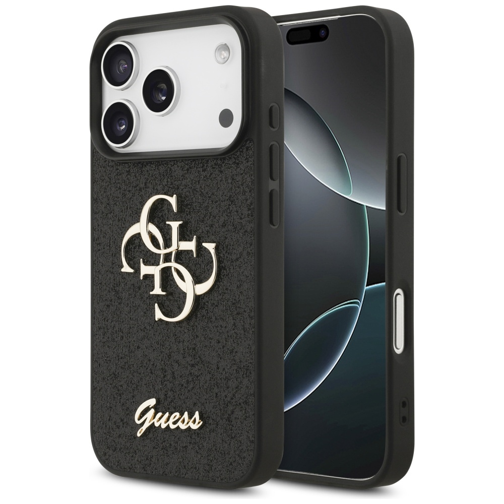 Guess Fixed Glitter Big 4g Hülle Für Iphone 17 Pro, Schwarz