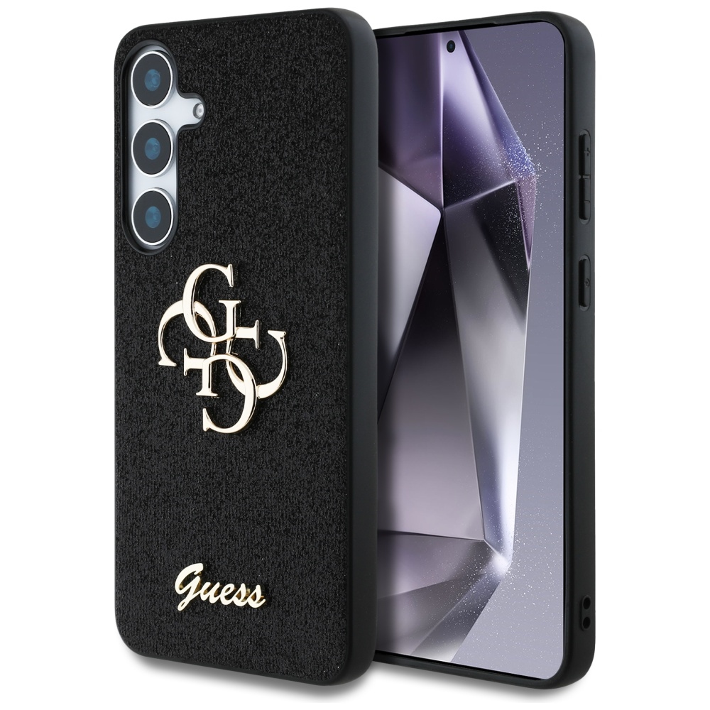 Guess Fixed Glitter Big 4g Metal Logo Hülle Für Samsung Galaxy S25 Schwarz