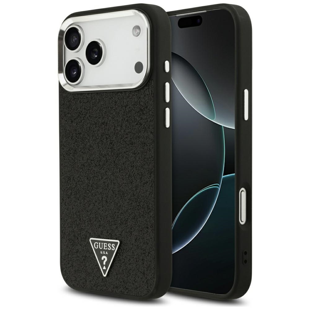 Guess Glitzer-dreieck-logo Magsafe Hülle Für Iphone 17 Pro Max Schwarz