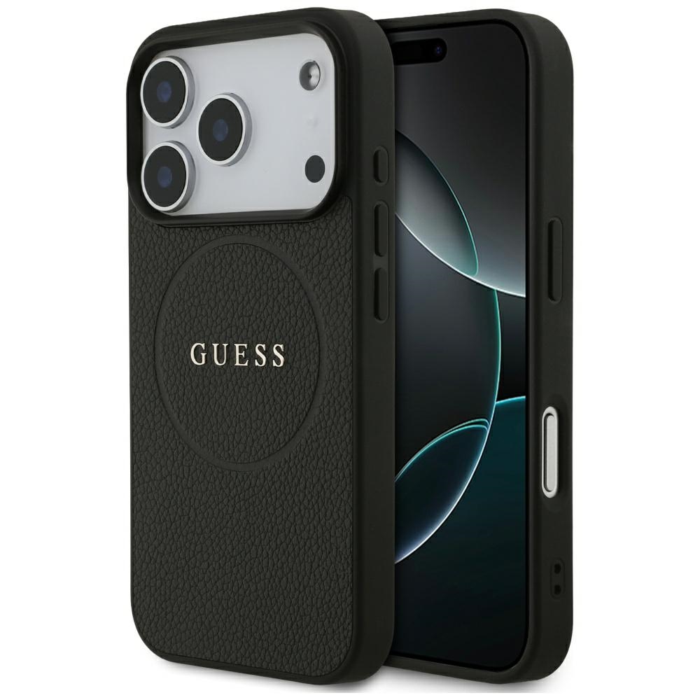 Guess Grained Ring Magsafe Hülle Für Iphone 17 Pro Schwarz