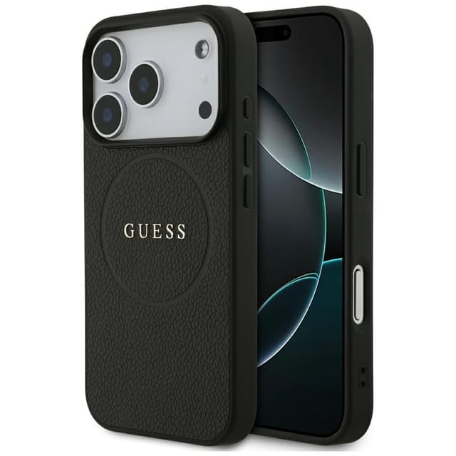 Guess Grained Ring Magsafe Hülle Für Iphone 17 Pro Schwarz