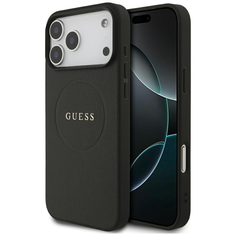 Guess Grained Ring Magsafe Hülle Für Iphone 17 Pro Max, Schwarz