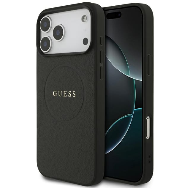Guess Grained Ring Magsafe Hülle Für Iphone 17 Pro Max, Schwarz