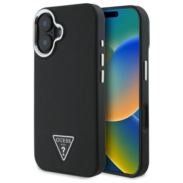 Guess Guhmp16mpgtspsk Iphone 16 Plus 6,7" Schwarz/schwarz Hartschalenetui, Genarbtes Dreieck, Magsafe
