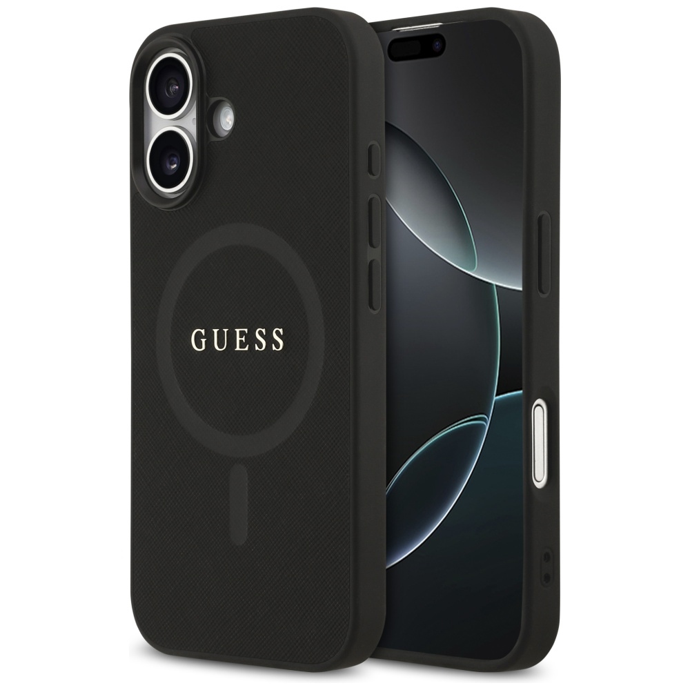 Guess Saffiano Classic Logo Magsafe Hülle Für Iphone 17 Schwarz