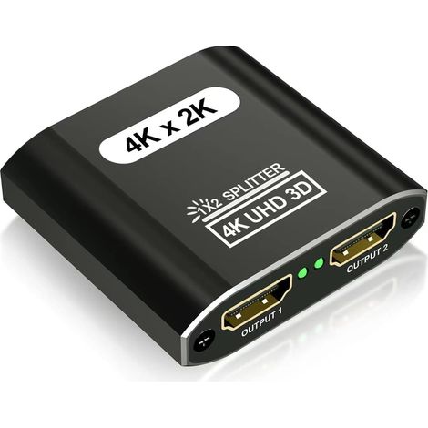 Hdmi-splitter Mit 2 Ausgängen – Aluminium-hdmi-splitter Für 4k-auflösung Mit 1 Eingang Und 2 Ausgängen Zur Gleichzeitigen Anzeige, Kompatibel Mit Xbox, Ps3, Ps4, Roku Player, Blu-ray-player, Hdtv, App