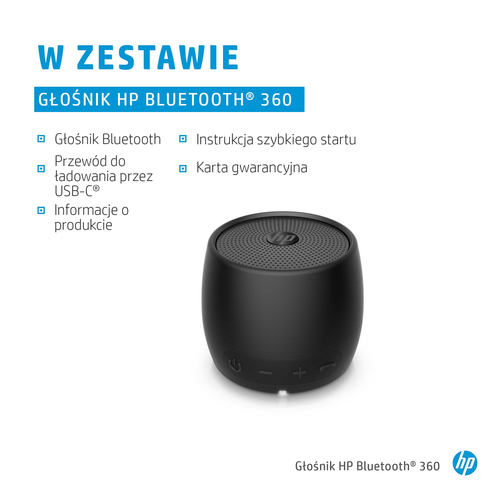 Hp Bluetooth-lautsprecher 360 Schwarz Tragbar Zylindrisch