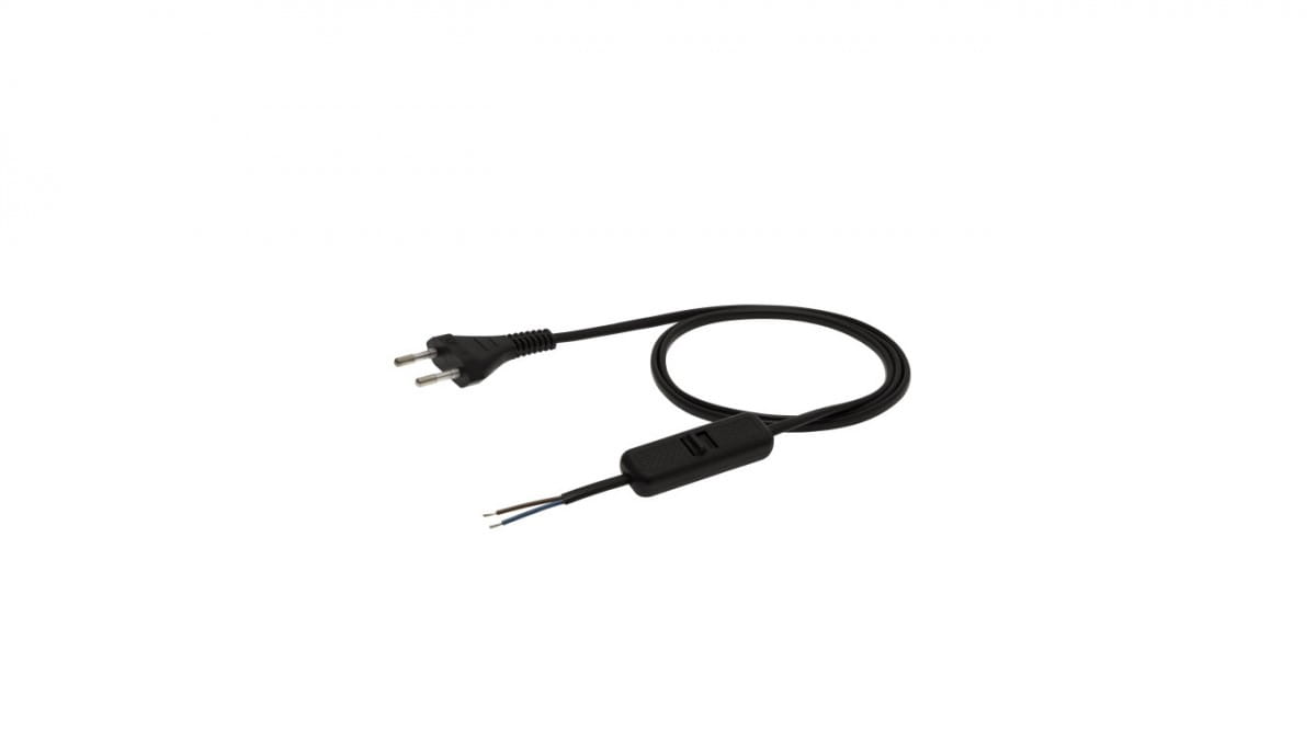 Kabel Mit Schalter Mit Flachstecker B/u H03vvh2-f 2x0,5 Schwarz S-13w-0,5-2-2 /2m/