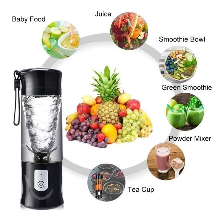 Usb-wiederaufladbarer Fruchtmixer – Mini-milchshake-mixer – Schwarz – 300 W