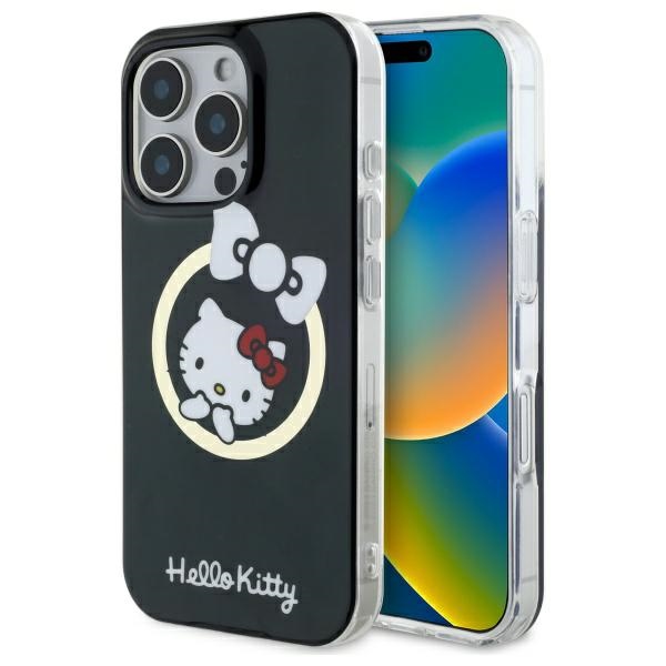 Hello Kitty Hkhmp16lhflbk Iphone 16 Pro 6,3" Schwarze/schwarze Hartschalen-hülle Iml Fun Bow Magsafe