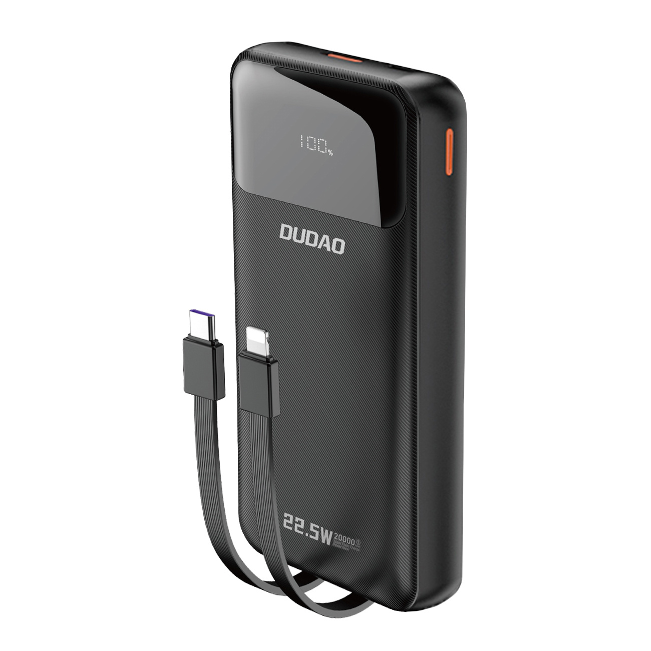 Powerbank 20000mah 22,5w Pd Usb-c Usb-a Mit Integriertem Iphone Lightning Usb-c Kabel - Schwarz