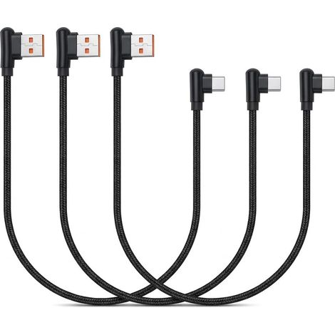 Kurzes, Abgewinkeltes Usb-c-kabel (90°), 3 Stück, 30 Cm, Geflochtenes Nylon, Usb-a Auf Usb-c Schnellladekabel, Kompatibel Mit Samsung S25/24/23 A54/34, Huawei P40/30 Und Powerbanks
