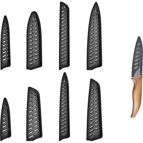 Messerschutz Aus Kunststoff, Messerscheide, Küchenmesserscheide, Klingenschutz Aus Kunststoff, Kantenschutz, 8-teiliges Messeretui, Schwarz