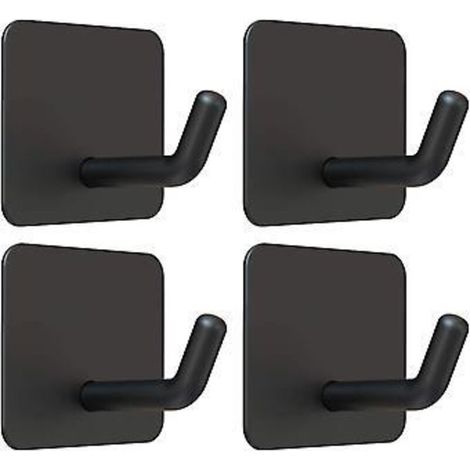 4er-set Handtuchhaken – Selbstklebend – Wandhaken – Edelstahl – Schwarz – Aufbewahrungshaken – Kleiderhaken – 4,5 X 4,5 X 2,5 Cm – Selbstklebende Haken