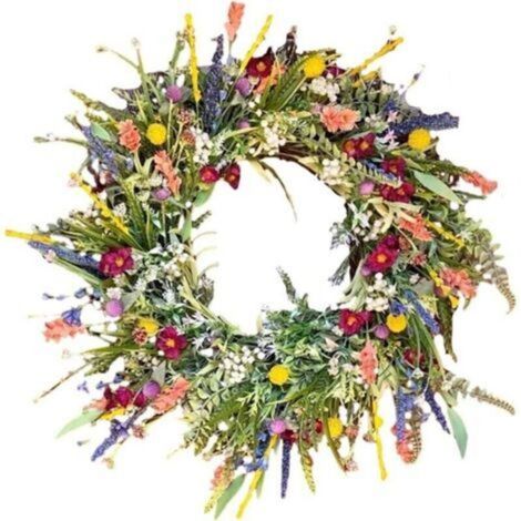 Ulisem Wildblumenkranz – Trockenblumenkranz – Türkranz – Dekoration Für Drinnen Und Draußen – 35 Cm
