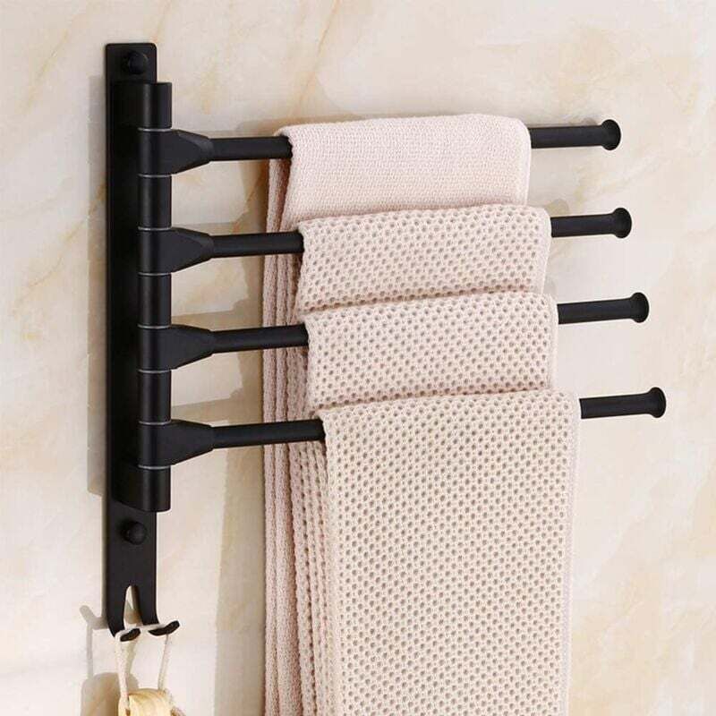 Drehbarer Wandhandtuchhalter Für Badezimmer – Platzsparender Halter Mit 4 Armen – Schwarz