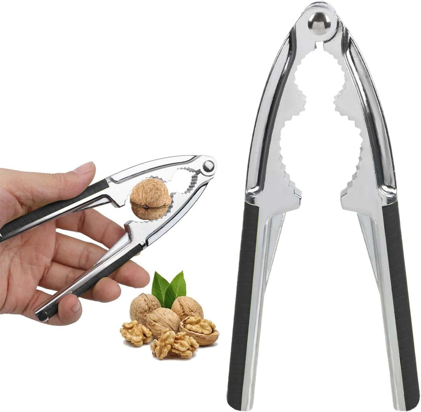 Nussknacker Aus Zinklegierung, Manueller Nussknacker Aus Metall Mit Rutschfestem Griff, Für Trockene Nüsse Wie Mandeln Und Haselnüsse, Schwarz