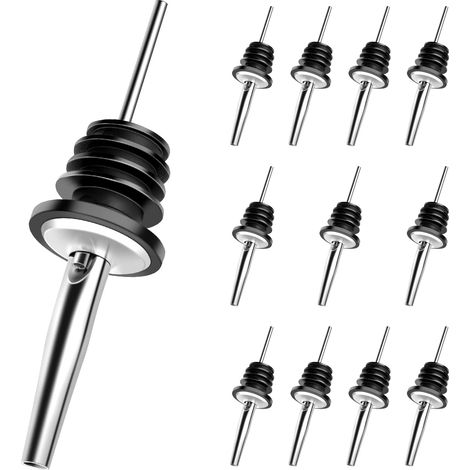 (schwarz) 12-teiliges Flaschenausgießer-set, Edelstahl, Konischer Flaschenausgießer, Wiederverwendbar, Für Flaschen, Cocktails, Weine, Gins, Partys Und Bars