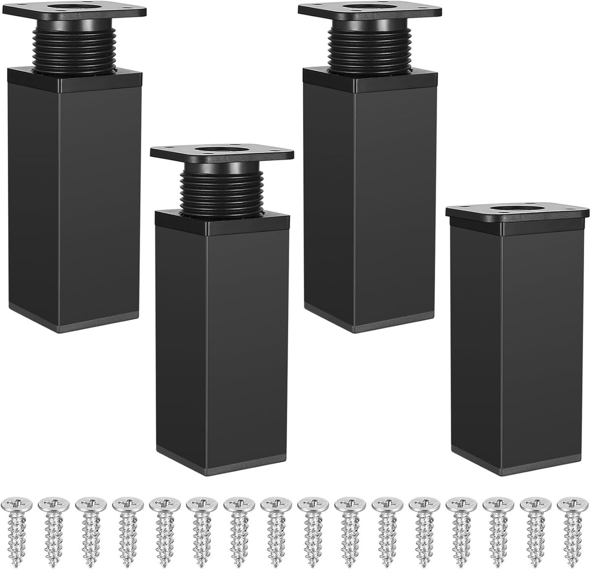 Möbelfüße Im 4er-pack, 10 Cm, Tischbeine Aus Aluminiumlegierung, Sofabeine, Verstellbar, Modern, Quadratisch, Für Sofas, Couchtische, Schränke, Fernseher, Schwarz