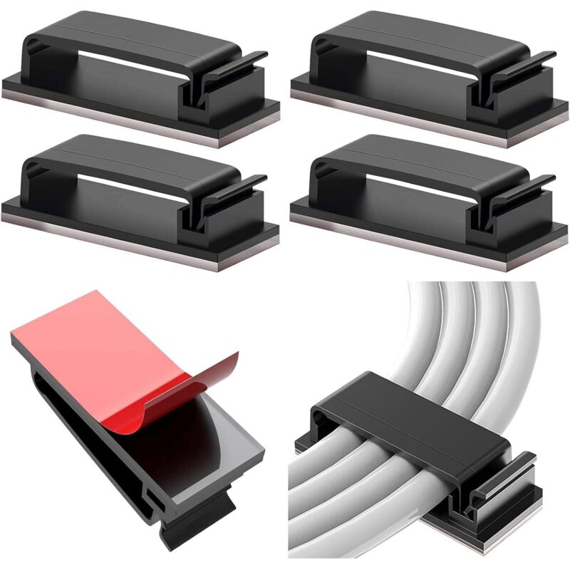 10 Schwarze, Selbstklebende Kabelmanagement-clips Für Fernseher, Pc, Laptop Und Elektrogeräte – Kabelorganisator