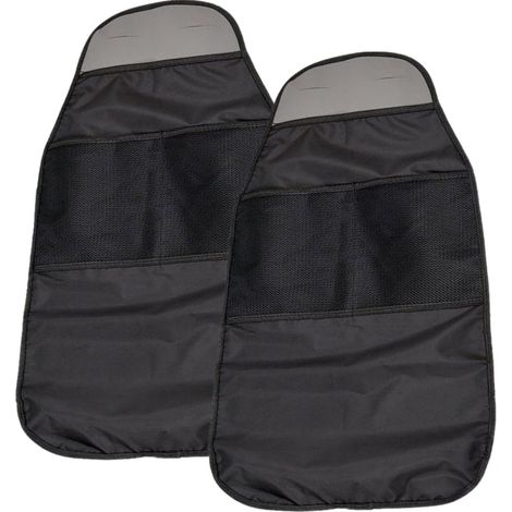 2er-set Wasserdichte Oxford-auto-rückenlehnenschoner Für Kinder Und Hunde – Trittschutz Mit Taschen – Schwarz