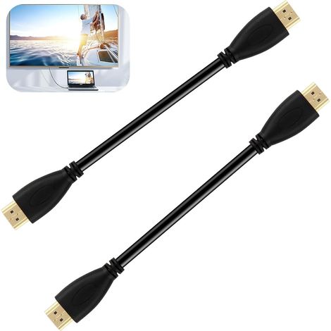 2er-pack Kurzes 30-cm-hdmi-kabel – Kompatibel Mit 4k, Arc, Hd, Ethernet, High Speed – Schwarz, Hdmi-zu-hdmi-kabel, Für Fernseher, Macbook, Pc, Ps5 – Vergoldete Anschlüsse, Dreifachabschirmung
