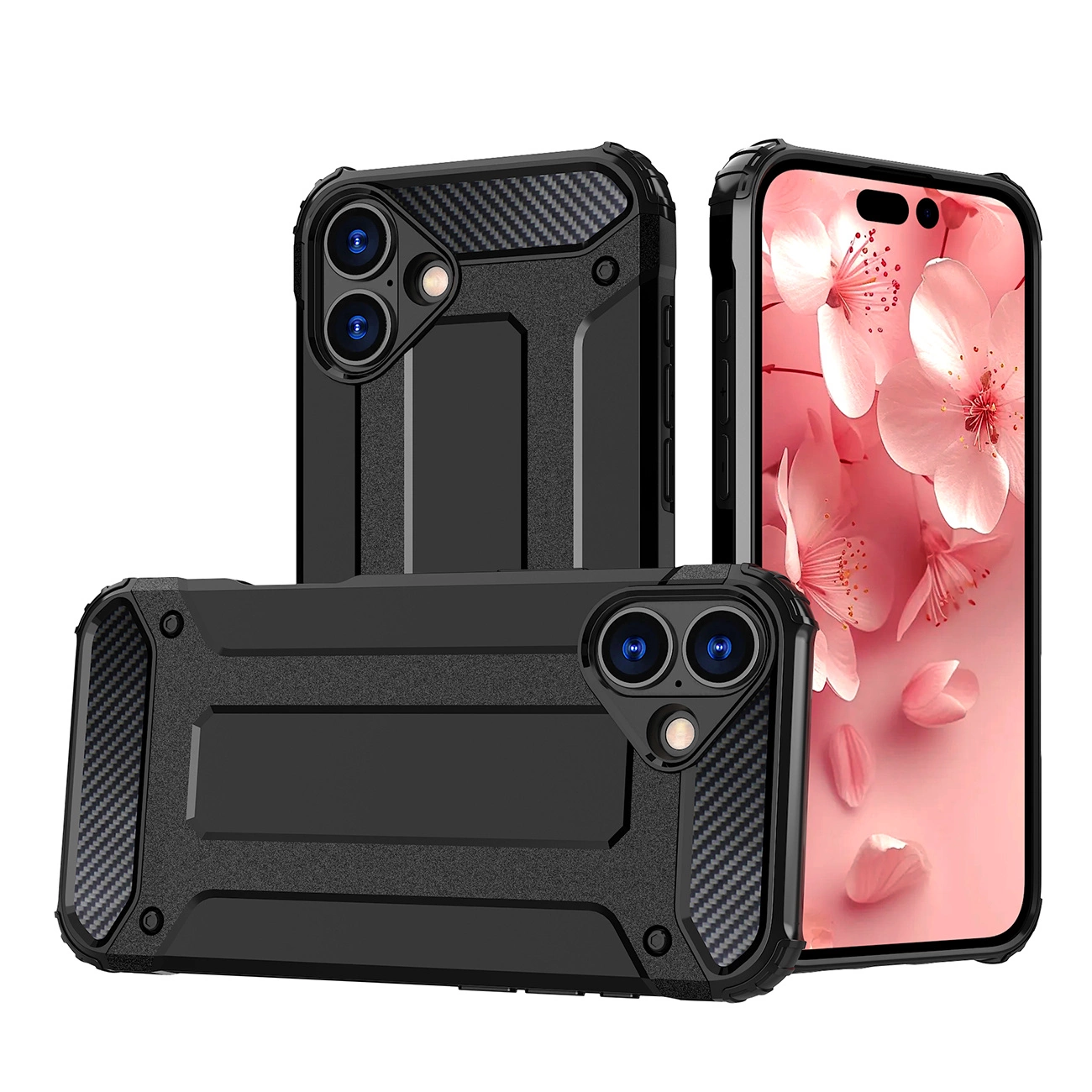 Hybrid Armor Hülle Für Iphone 16 Plus - Schwarz