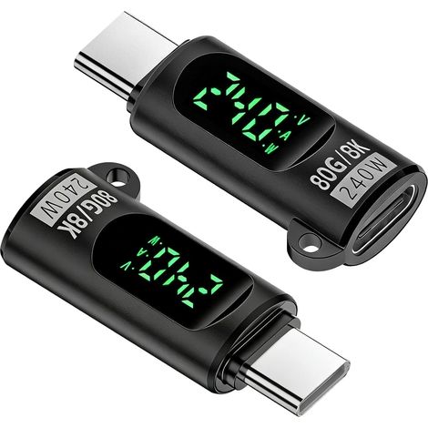 2er-pack 240-w-usb-c-netzteil Mit Led-anzeige, Usb-c-stecker Auf Usb-c-buchse Mit Pd-schnellladefunktion, Typ-c-anschluss Für 80 Gbit/s Datenübertragung Und 8k-videoübertragung Für Iphone 17, Macbook,
