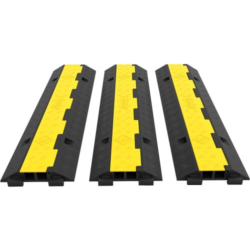 Kabelschutzmatte 3 Stück 2 Kanal, 101 X 25 X 5 Cm Überfahrschutz Für Kabel, Kabelbrücke 5t Aus Handelsüblichem Thermoplastischem Gummi Mit Modularem Design Für Parkplätze, Lagerhäuser, Schwarz