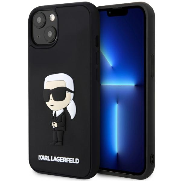 Karl Lagerfeld Klhcp14m3drkink Iphone 14 Plus / 15 Plus 6,7" Schwarze Hartschalen-schutzhülle Aus Gummi, Ikonik 3d