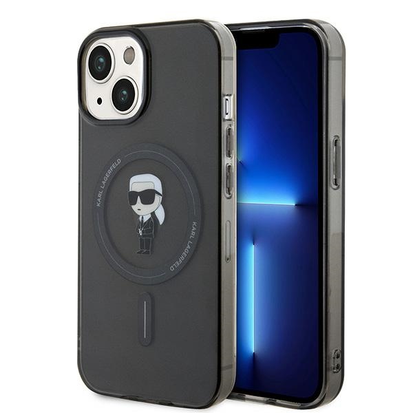 Karl Lagerfeld Klhmp14shfcknok Iphone 14/15/13 6,1" Schwarze/schwarze Hartschalen-hülle Iml Ikonik Magsafe