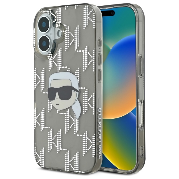 Karl Lagerfeld Klhcp16shklpkhk Iphone 16 6,1" Schwarz/schwarzes Hardcase Iml Karl Head Galvanisiert