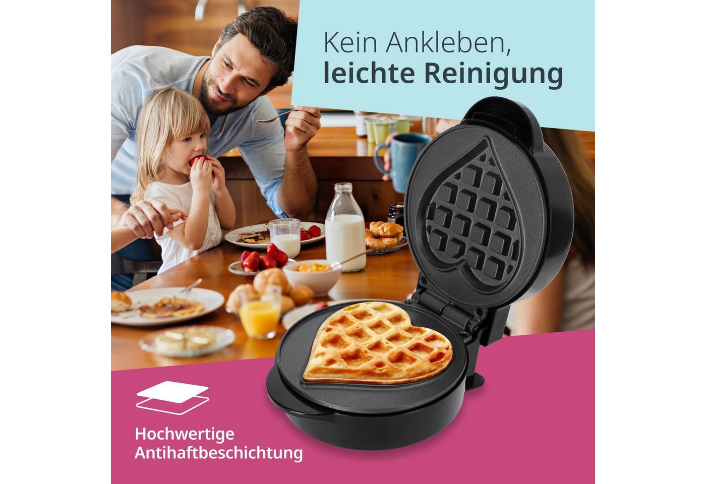 Waffeleisen Für 1 Herzförmige Waffel, 13 X 16 X 8 Cm / Ade Bild 3