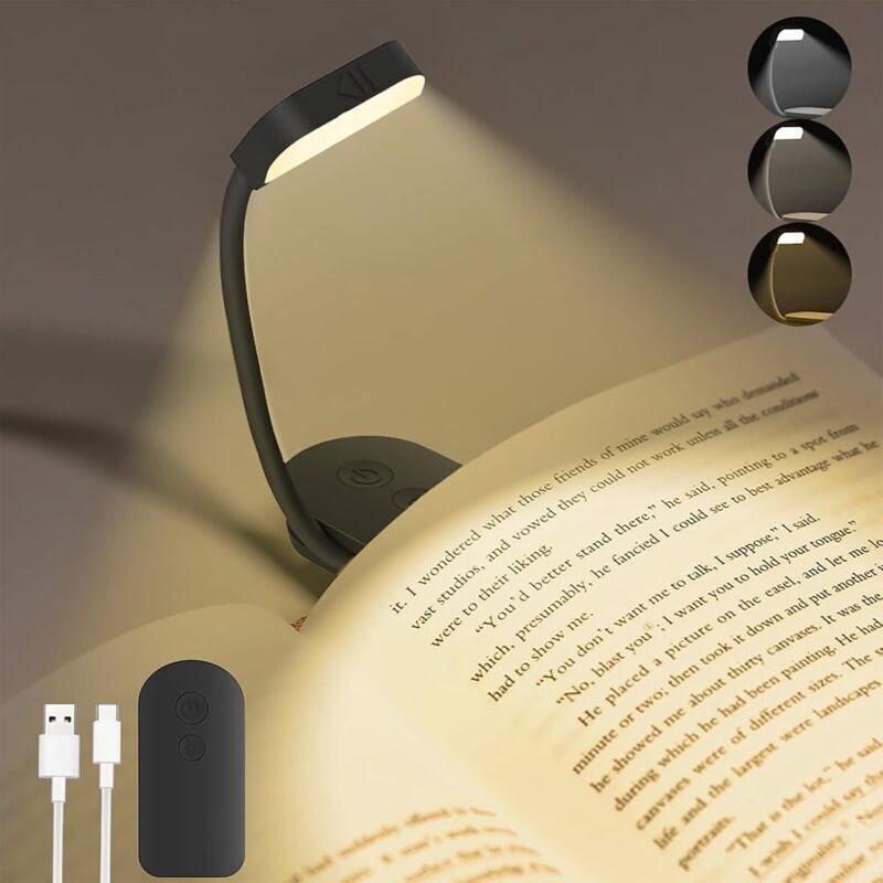 Mini-leselampe Mit Usb-anschluss, Wiederaufladbar, 9 Leds, Dimmbar, 3 Farbtemperaturmodi, 360° Flexibler Hals, Ideal Zum Lesen Im Bett, Für Kinder Und Auf Reisen – Schwarz