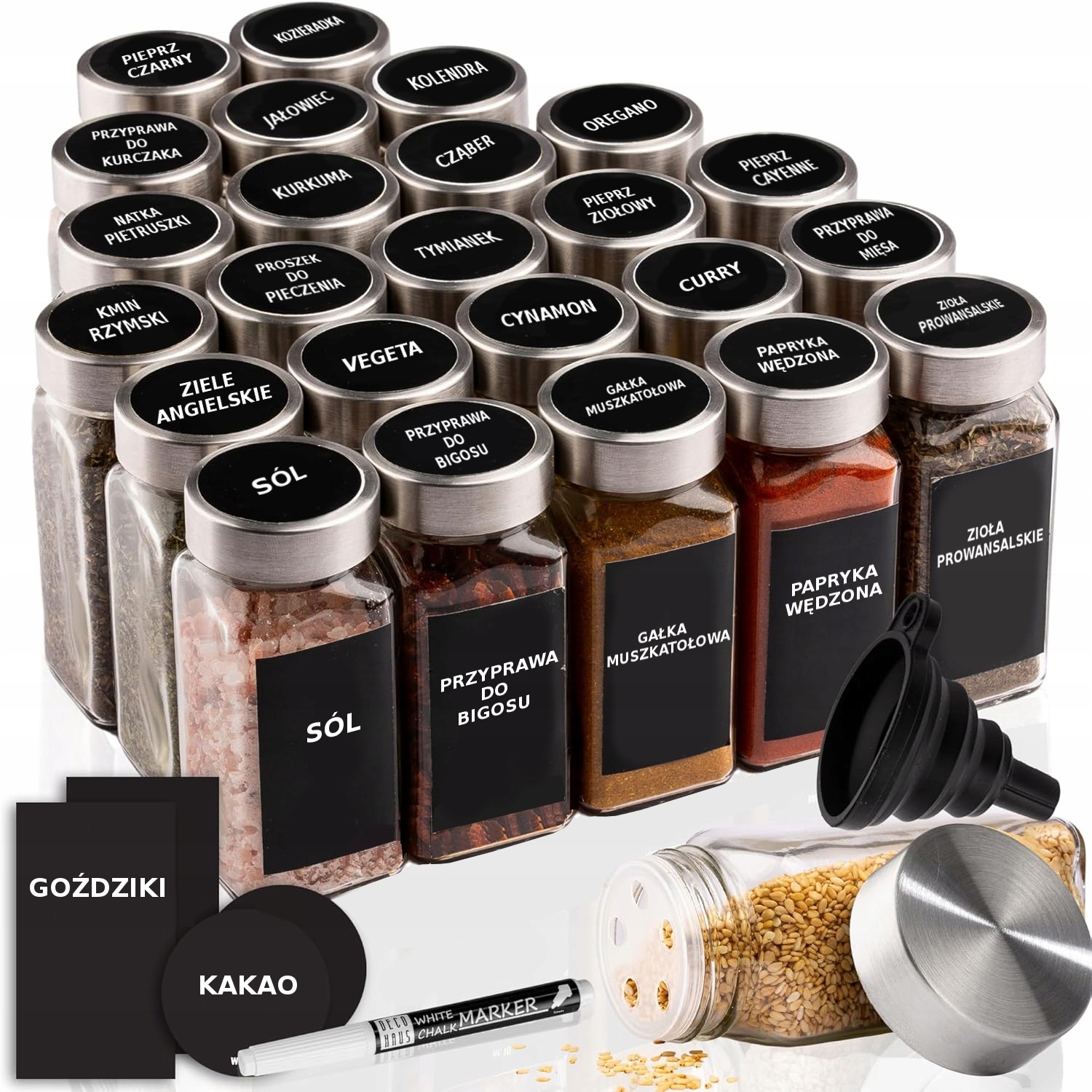 24er-set Gewürzgläser (120 Ml) + Trichter + Marker + Etiketten