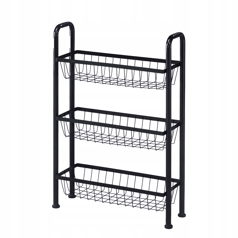 Korb, Regal, Küchenregal, Schwarzes Regal, Reiseorganizer, 3 Ebenen