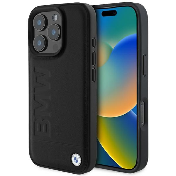 Bmw Bmhmp16xsllbk Iphone 16 Pro Max 6,9" Schwarze/schwarze Hartschalen-lederhülle Mit Heißprägung Und Magsafe