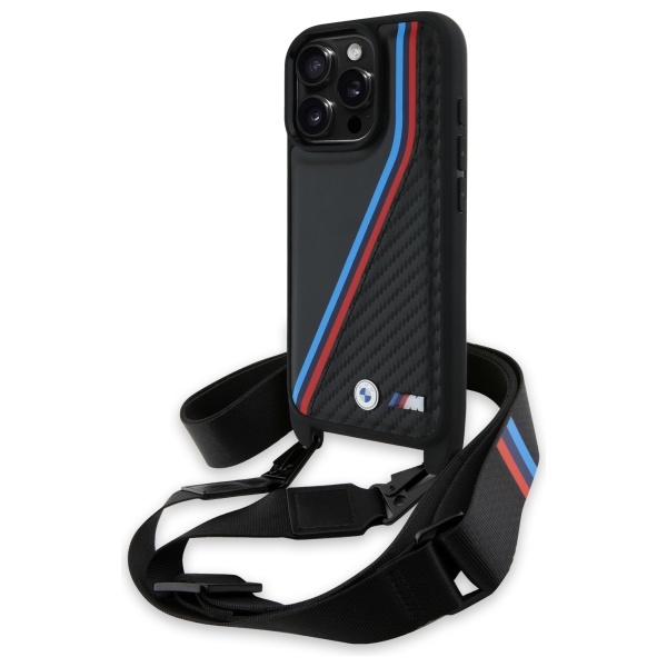 Bmw Bmhcp16l23psvtk Iphone 16 Pro 6,3" Schwarze/schwarze Hartschalen-hülle M Edition Carbon Tricolor Linien & Riemen