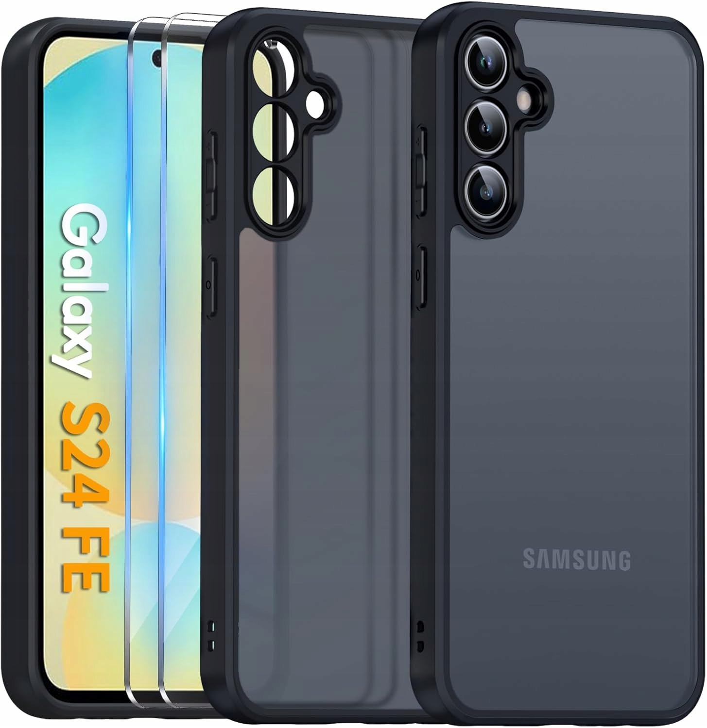 Schwarze, Matte Schutzhülle Für Samsung S24 Fe 5g + 2x Glas