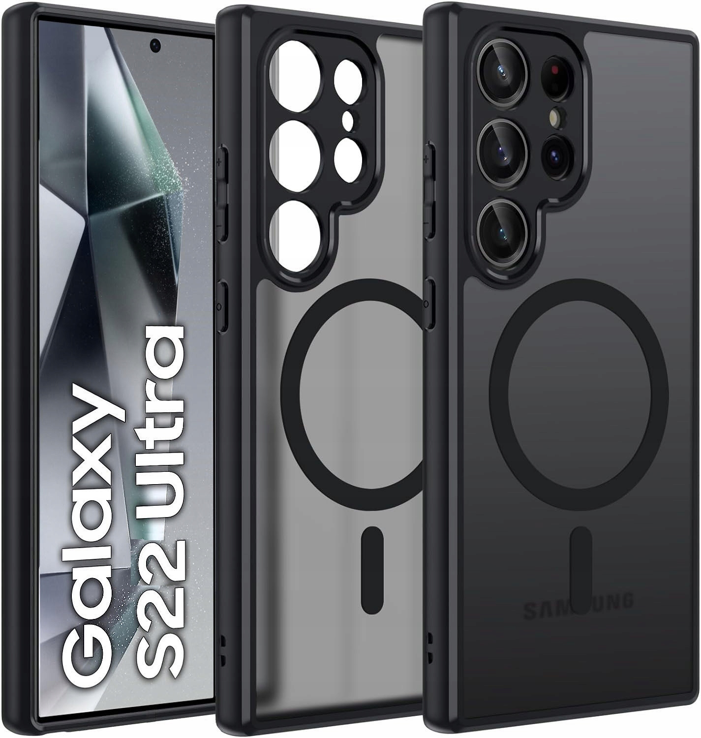 Schwarze, Matte Schutzhülle Mit Magsafe-funktion Für Samsung S22 Ultra