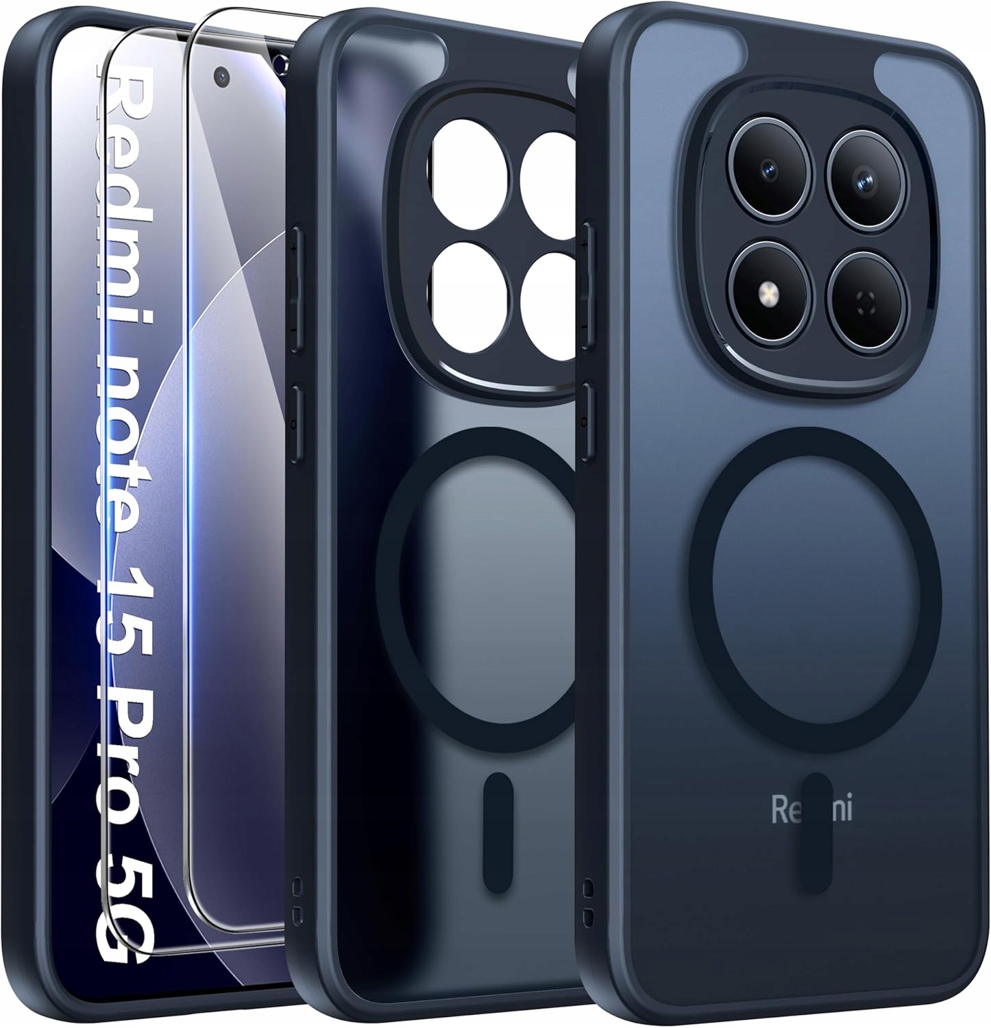 Magsafe-schutzhülle, Schwarz Matt, Für Xiaomi Redmi Note 15 Pro 5g + 2x Glas