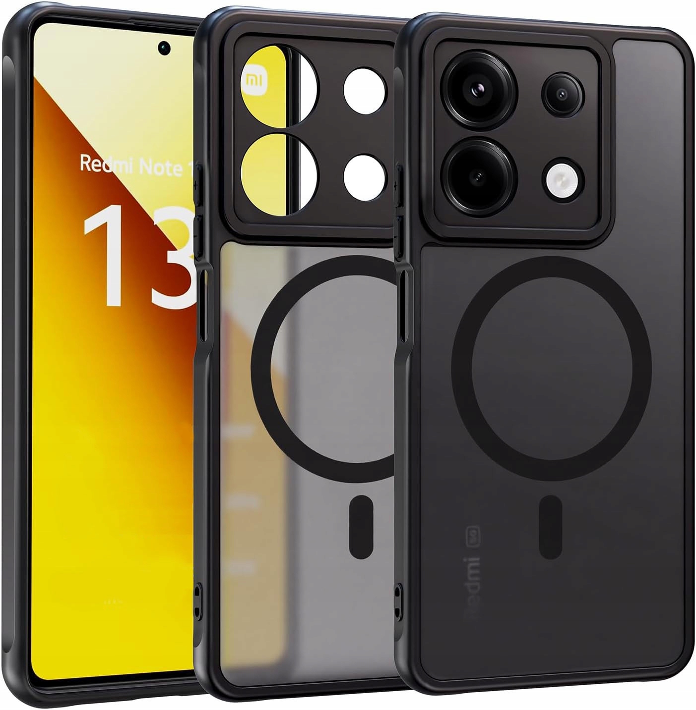 Schwarze, Matte Magsafe-schutzhülle Für Xiaomi Redmi Note 13 5g / Poco X6 + 2x Glas