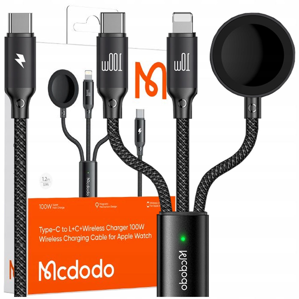 Mcdodo Induktives Ladegerät Für Apple Watch, 3-in-1-kabel Für Iphone Und Macbook, 100 W