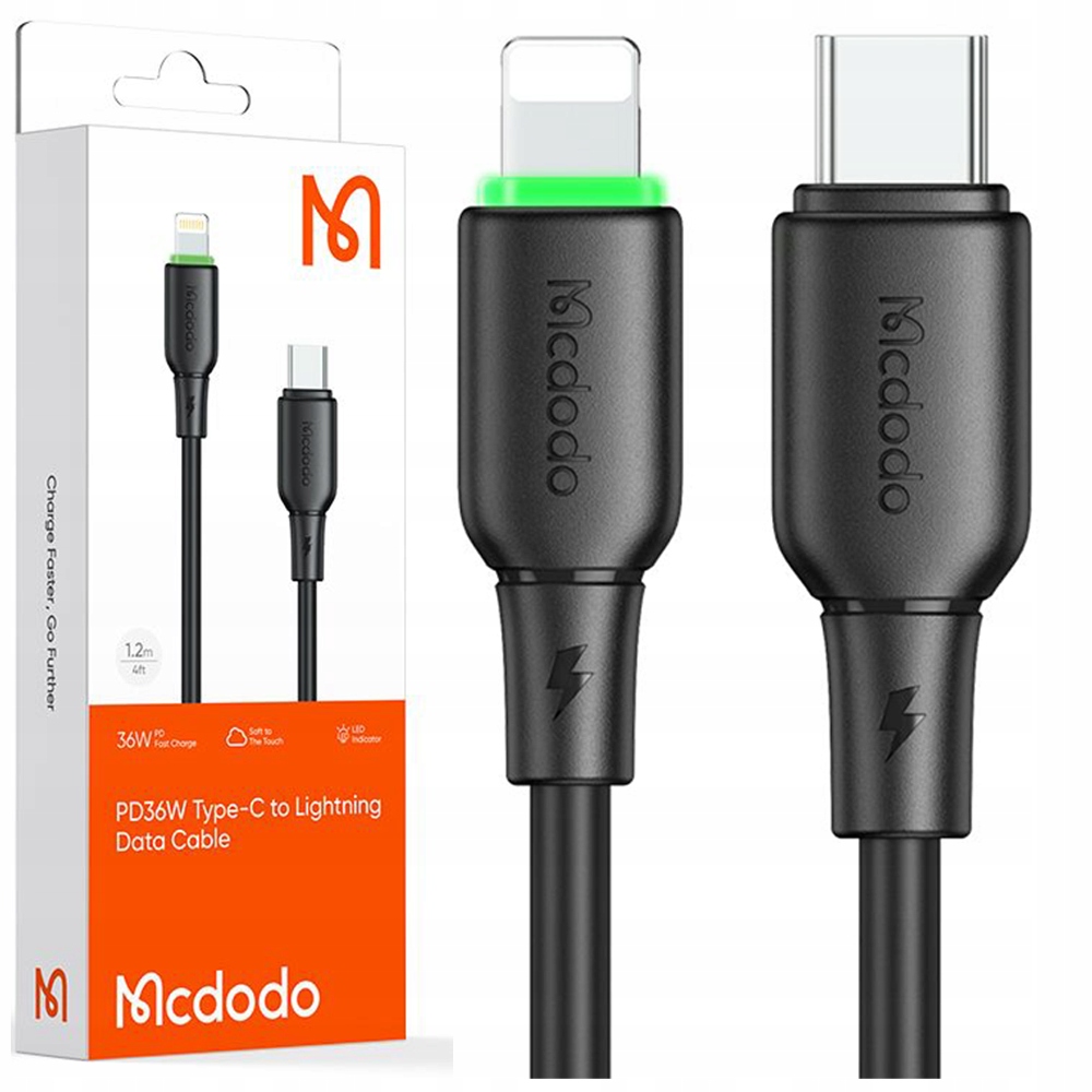 Mcdodo Ladekabel Usb-c Mit Blitzschnellladefunktion Für Iphone, 1 M, Led, Schwarz