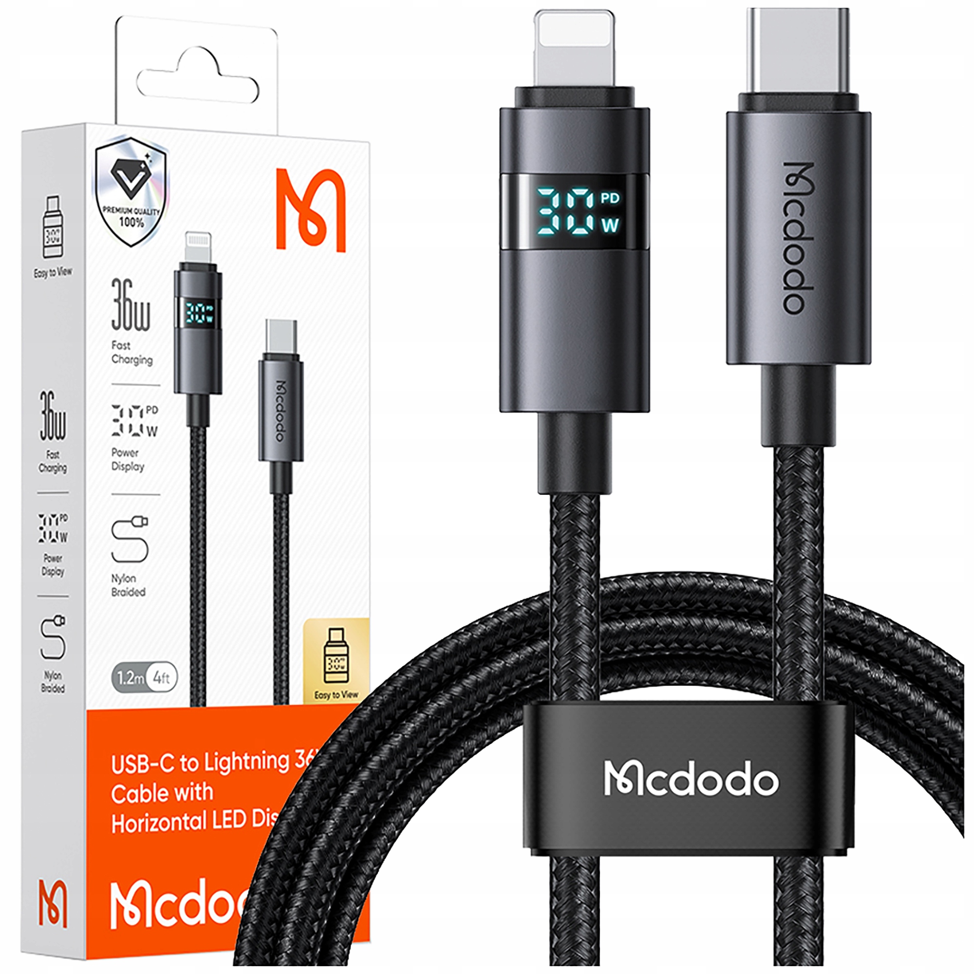 Mcdodo Kabel Mit Display, Usb-c Und Lightning, 36 W, 1 M, Für Iphone X, 11, 12, 13 Und 14