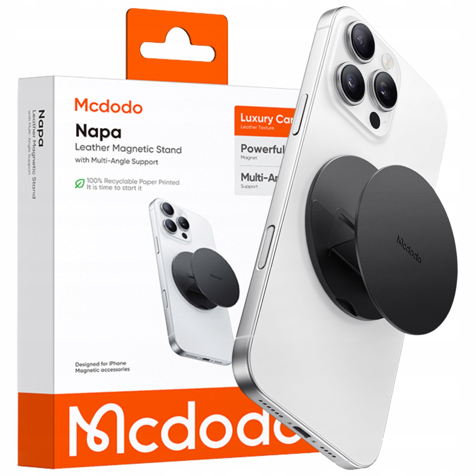 Mcdodo Handyhalterung Mit Magnetischem Fingerring, Faltbar, Schwarz