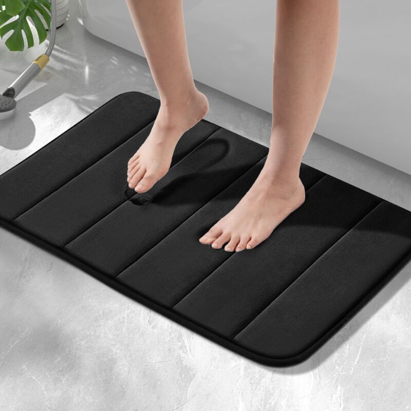 Rutschfeste Badematte Aus Memory-schaum, 50 X 80 Cm, Saugfähig, Maschinenwaschbar, Schnelltrocknend, Weich Und Komfortabel, Schwarz